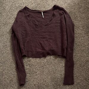 Free People Dark Purple Cashmere Crop Top